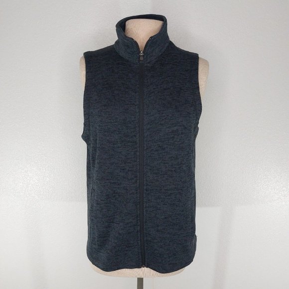 Lands' End Jackets & Blazers - Lands End Womens OEKO-TEX Medium Full Zip Fleece Vest Charcoal Grey Heather